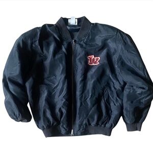 Looney Tunes TAZ Tasmanian Devil Logo Graphic Black 100% Silk Jacket Size M